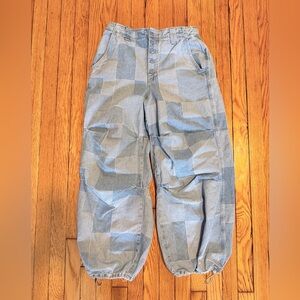 Free People Light Blue Patchwork Denim Jogger